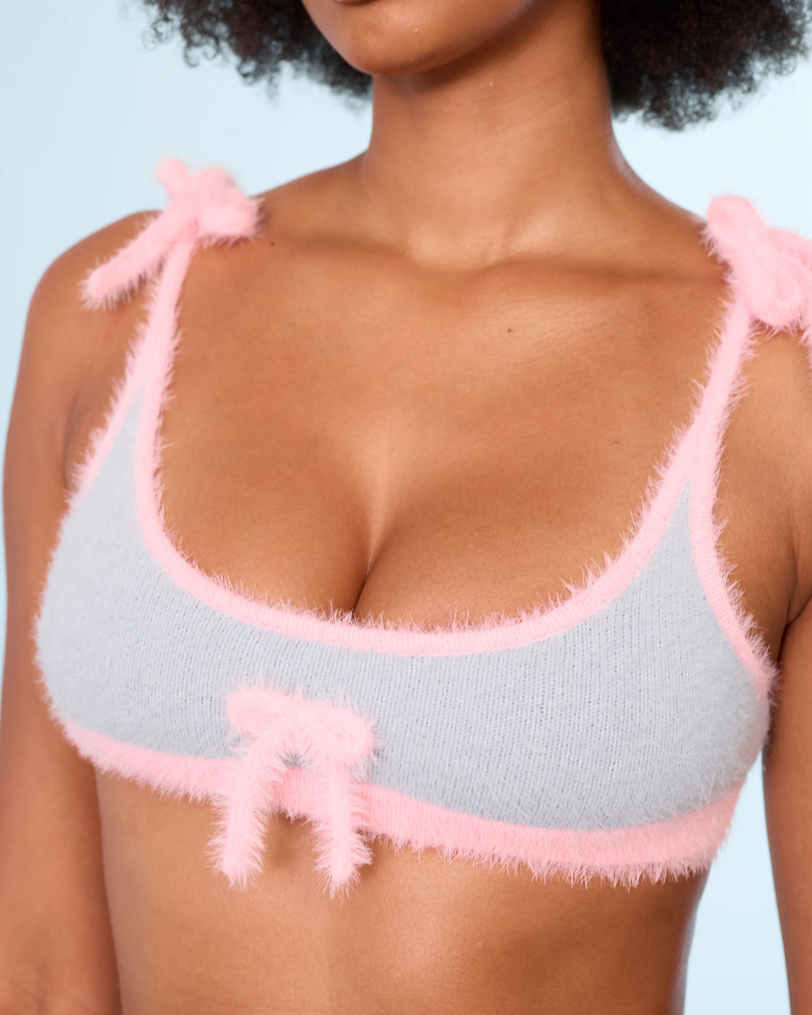 Fuzzy Bralette & Pant Set in Blue - Image 6