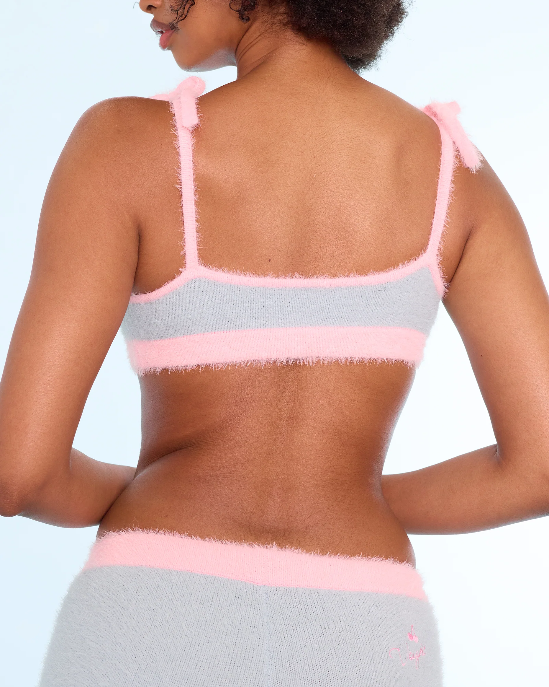 Fuzzy Bralette & Pant Set in Blue - Image 7